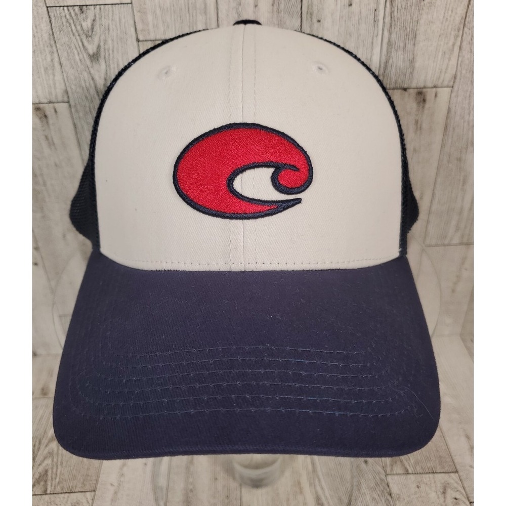 Costa Del Mar Hat Trucker Mesh Baseball Cap Chesapeake Blue White Adjustable NEW
